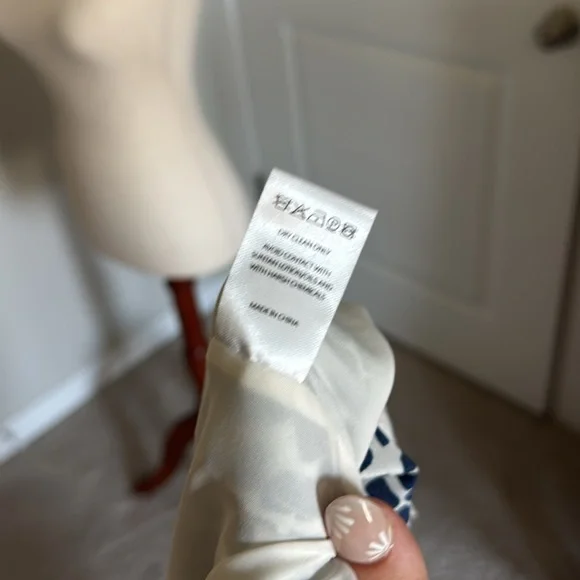 Saloni Colette Silk Crepe De Chine Navy Painterly Mini Dress Women’s US 10 - Picture 8 of 11